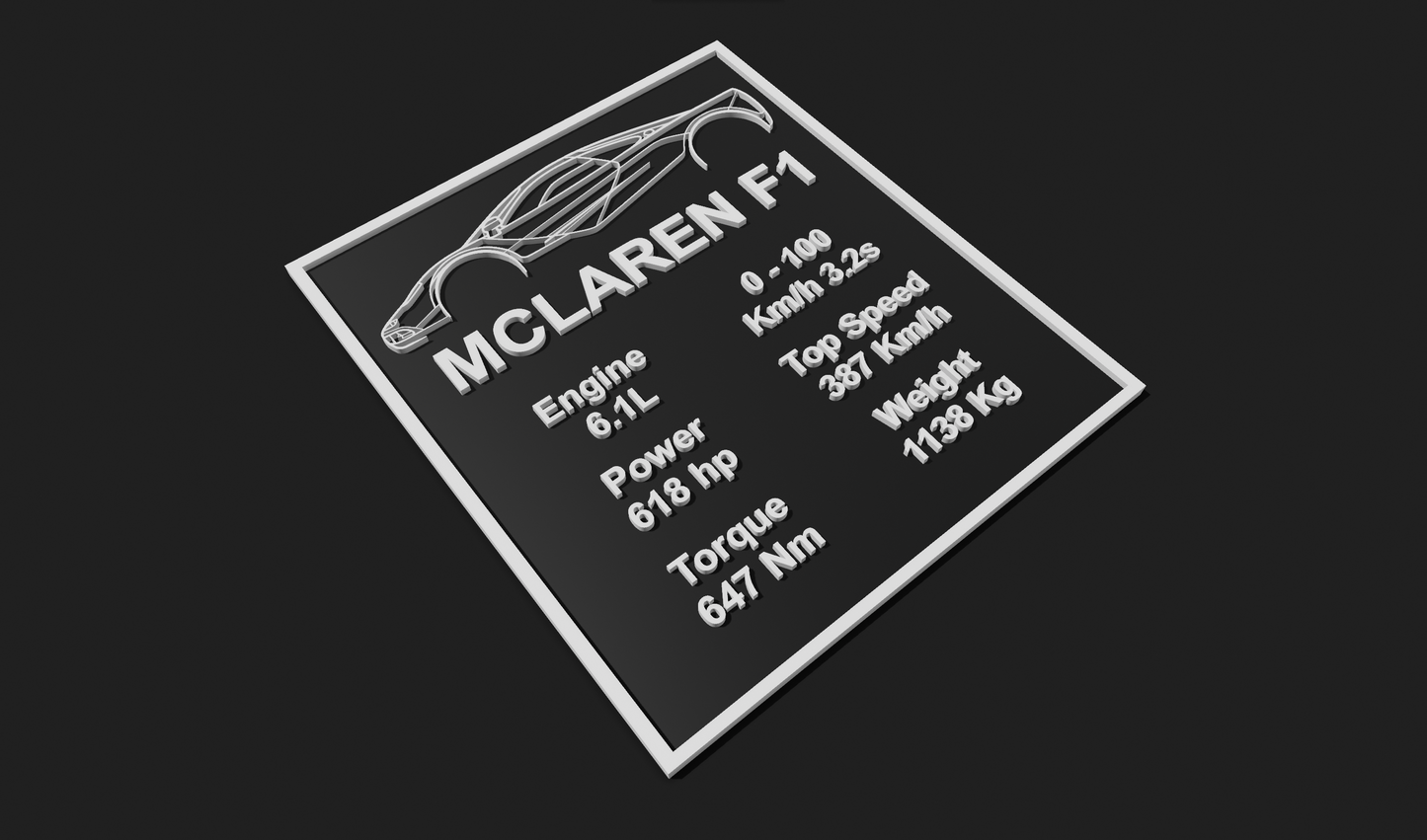 McLaren F1 Car Plaque