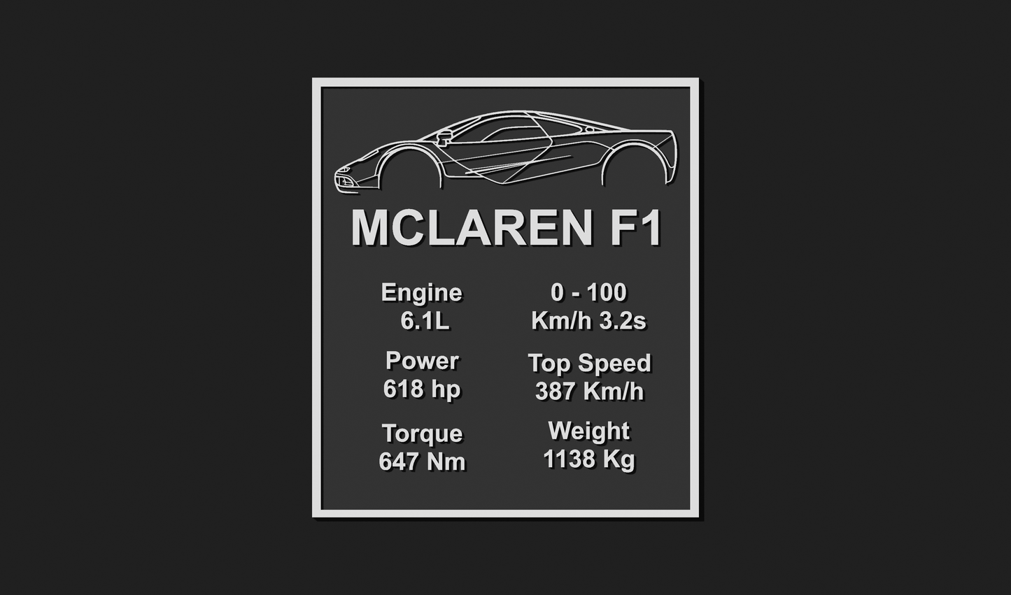 McLaren F1 Car Plaque
