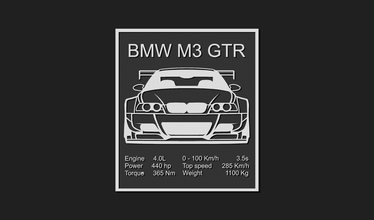 BMW M3 GTR Plaque