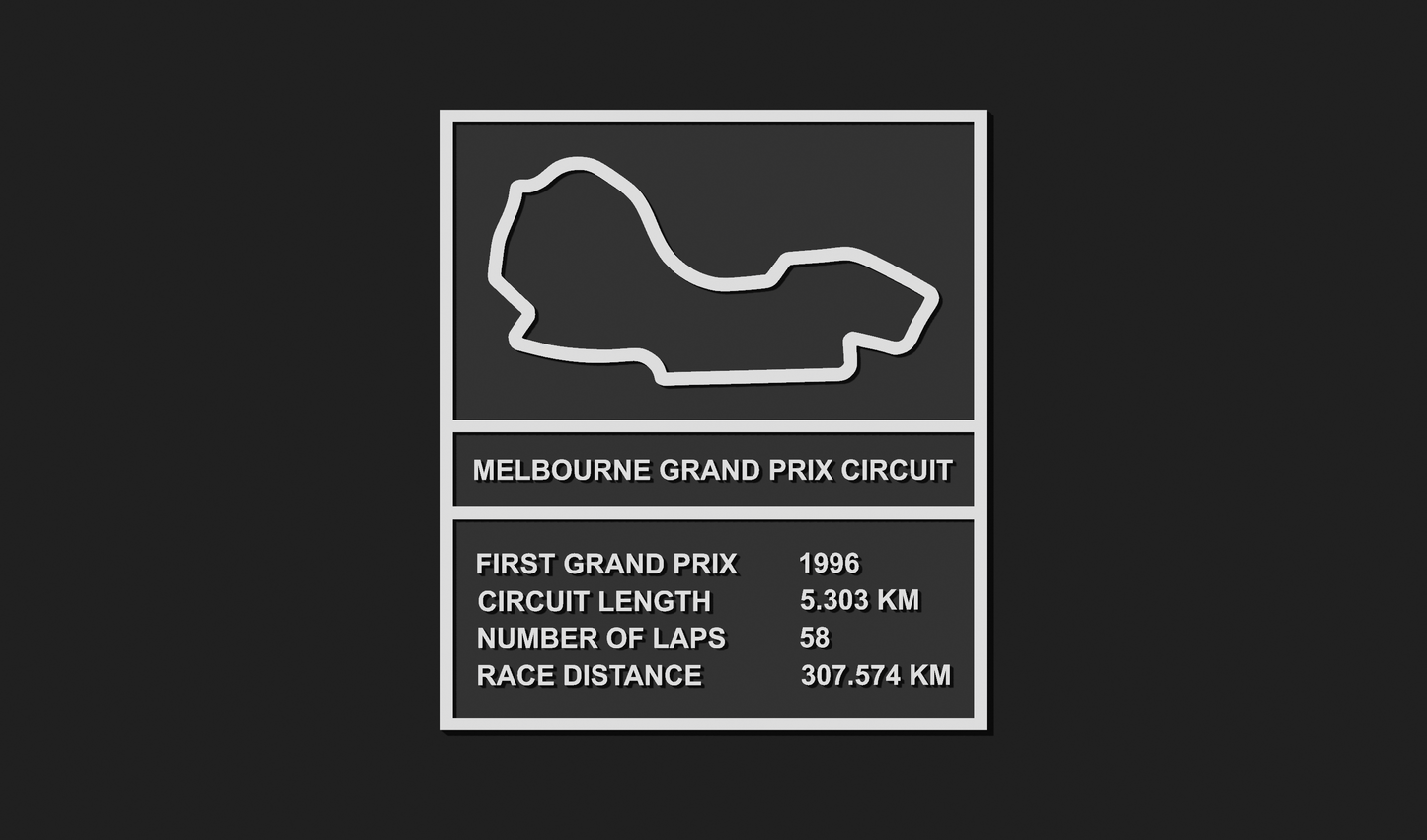 Melbourne Grand Prix F1 Circuit Plaque