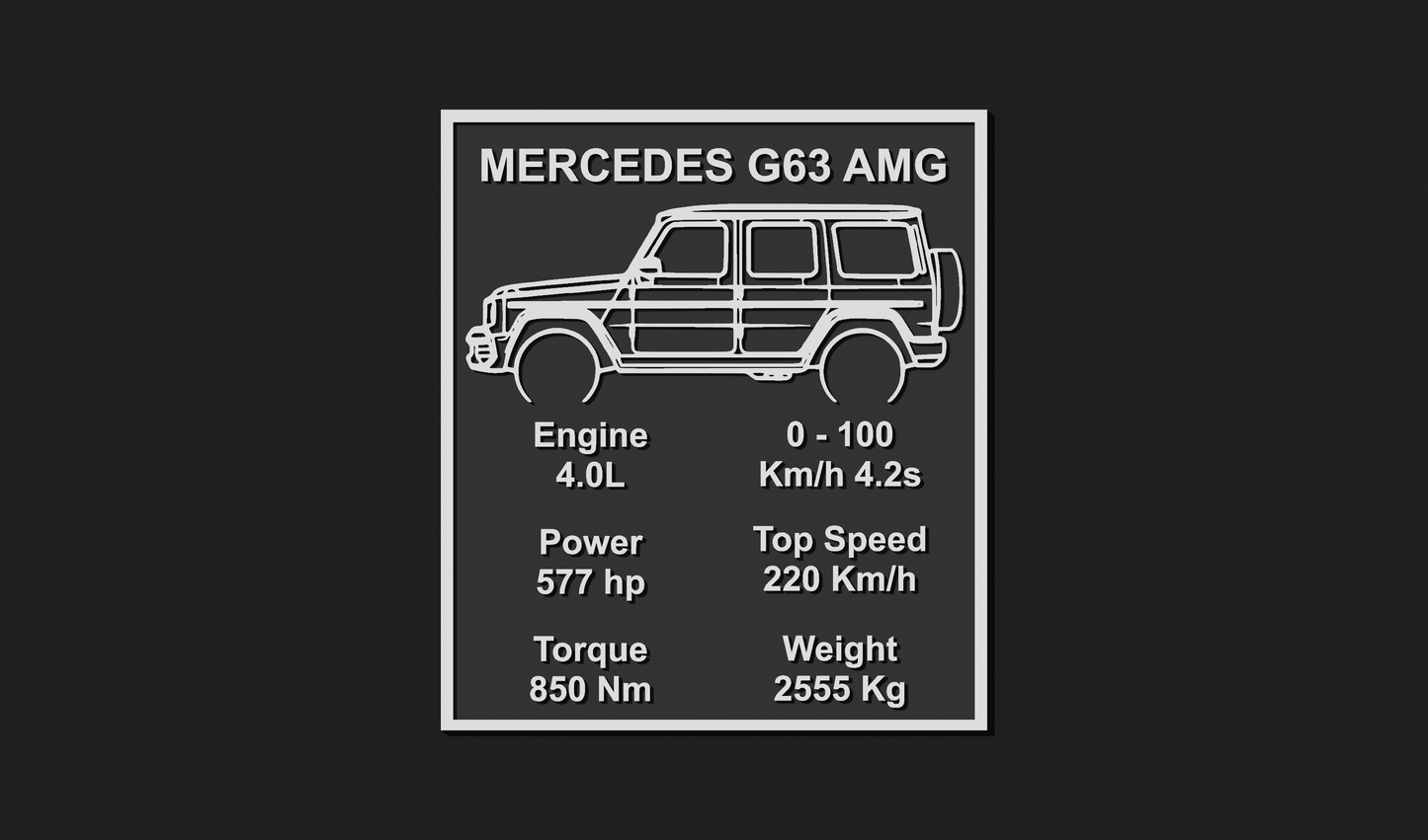 Mercedes G63 AMG Car Plaque