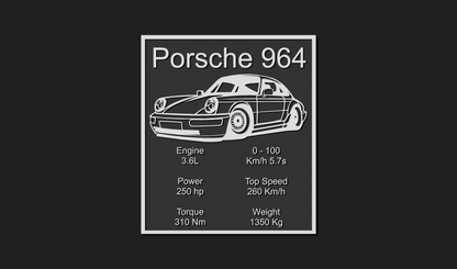 Porsche 964 Car Plaque