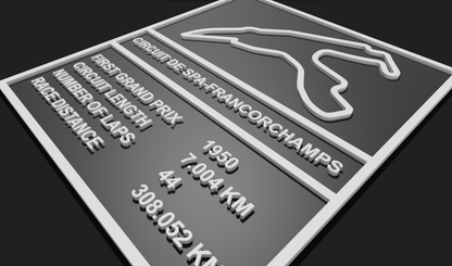 Circuit de Spa-Francorchamps F1 Plaque