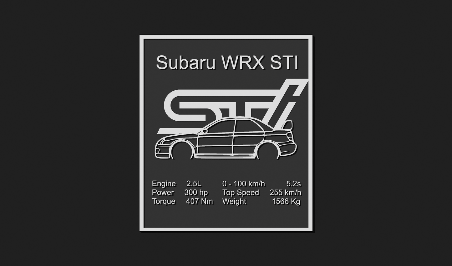 Subaru WRX STI Car Plaque