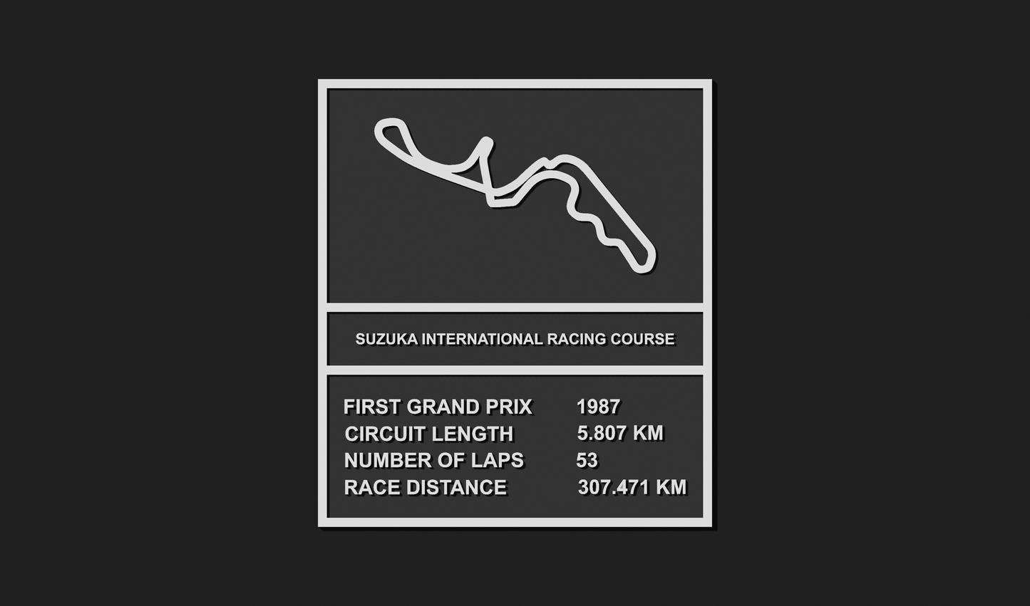 Suzuka International Racing Course F1 Plaque