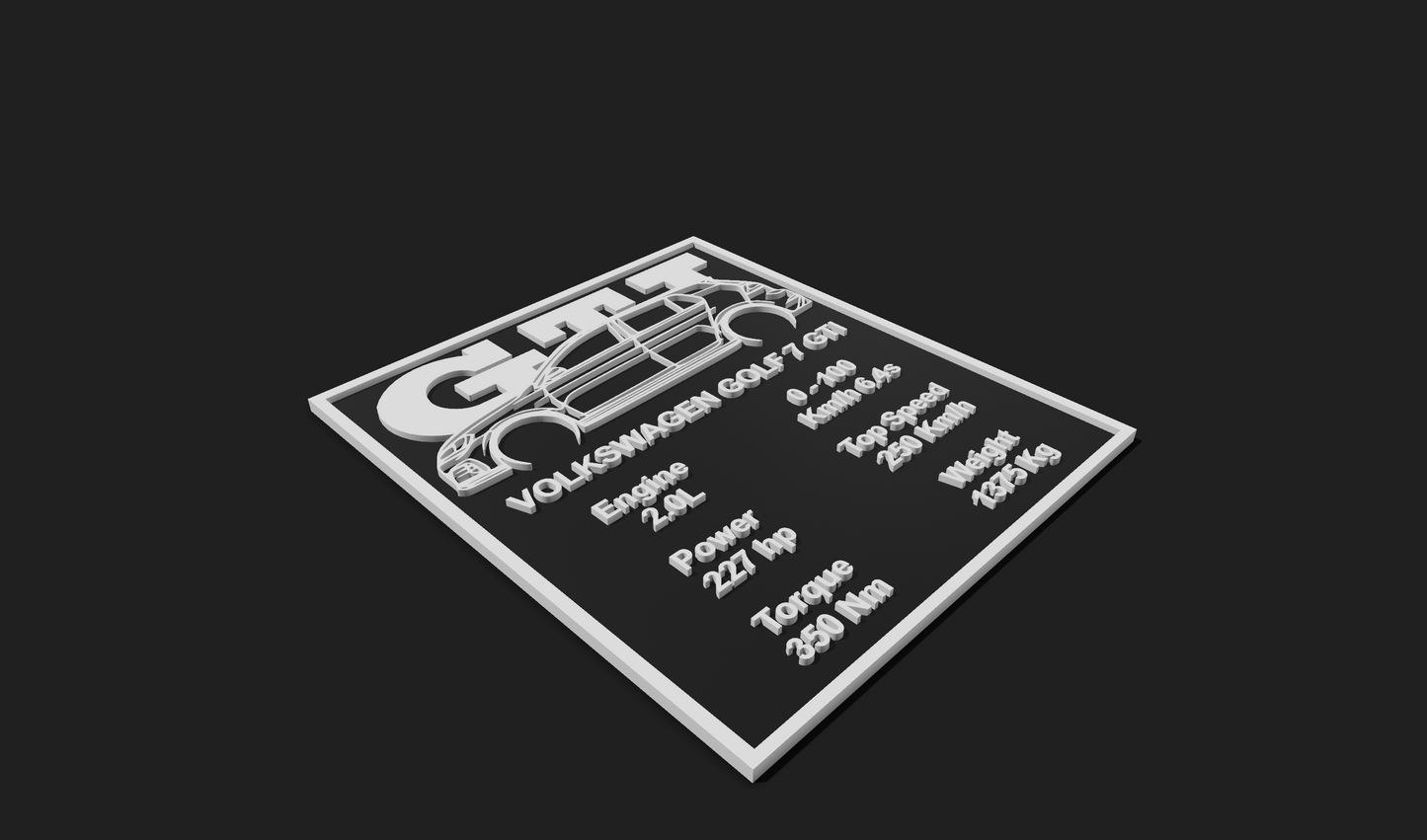 VW Golf 7 GTI Car Plaque