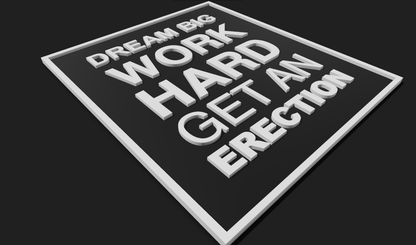 Dream Big, Work Hard, Get an Erection Decoration Plaque