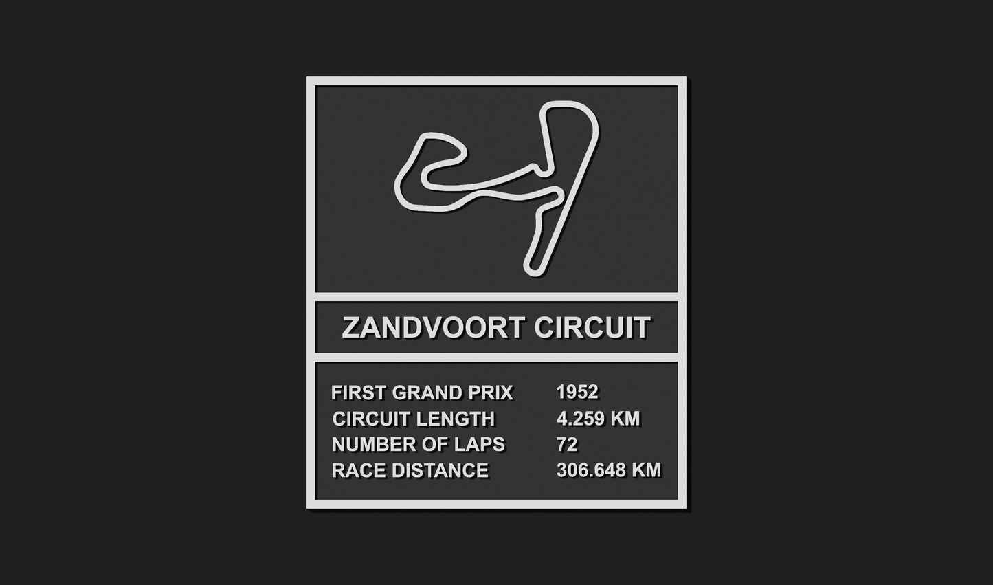 Zandvoort F1 Circuit Plaque