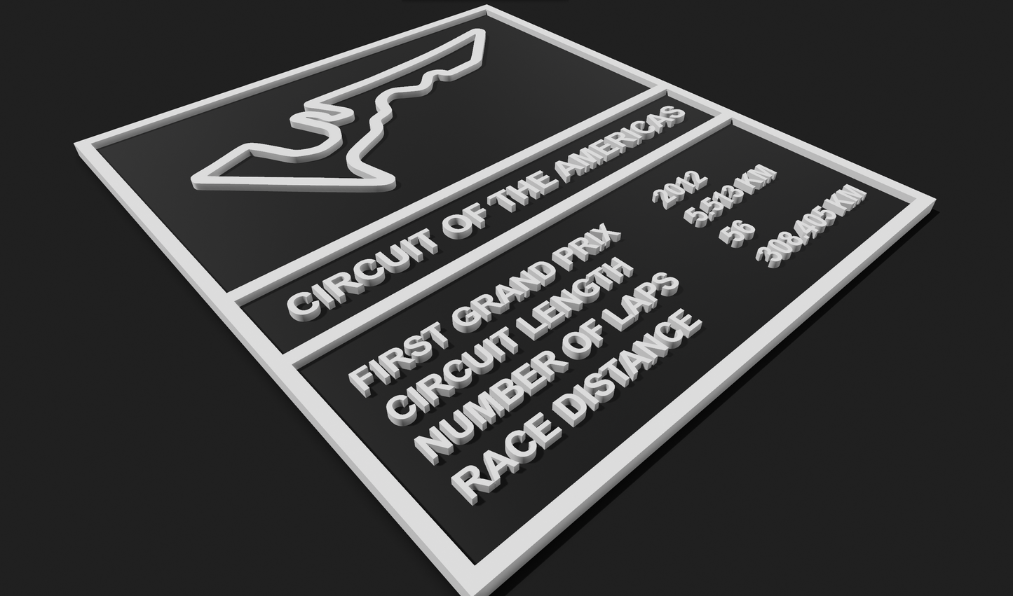 Circuit of the Americas F1 Plaque