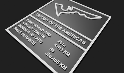 Circuit of the Americas F1 Plaque