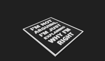 I'm not arguing, I'm just explaining why I'm right Decoration Plaque