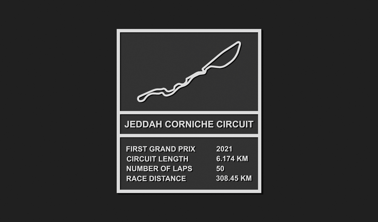 Jeddah Corniche F1 Circuit Plaque