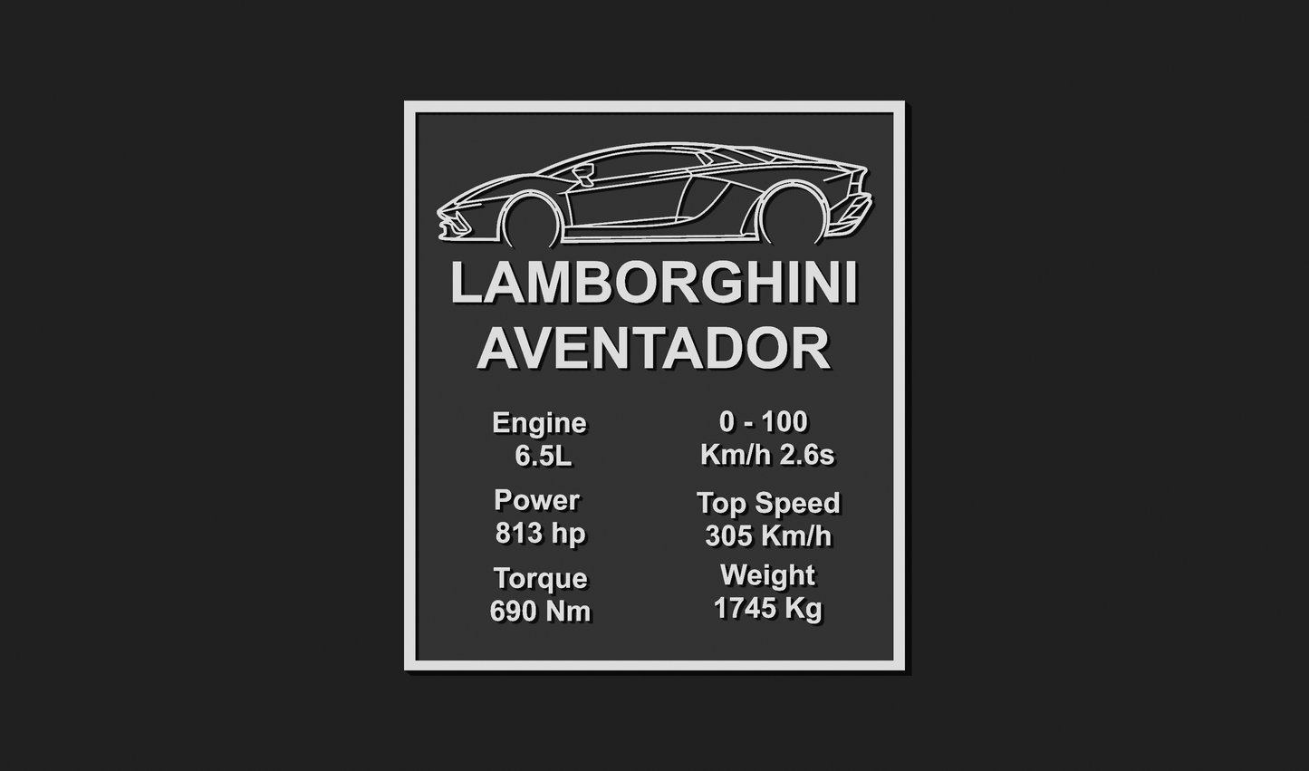 Lamborghini Aventador Car Plaque