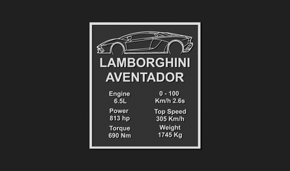 Lamborghini Aventador Car Plaque