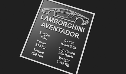 Lamborghini Aventador Car Plaque