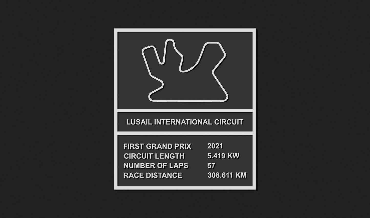 Lusail International F1 Circuit Plaque