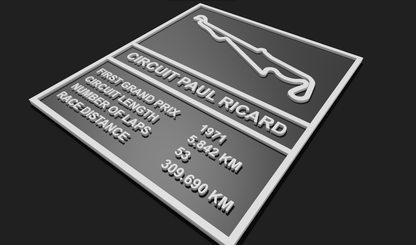 Circuit Paul Ricard F1 Plaque