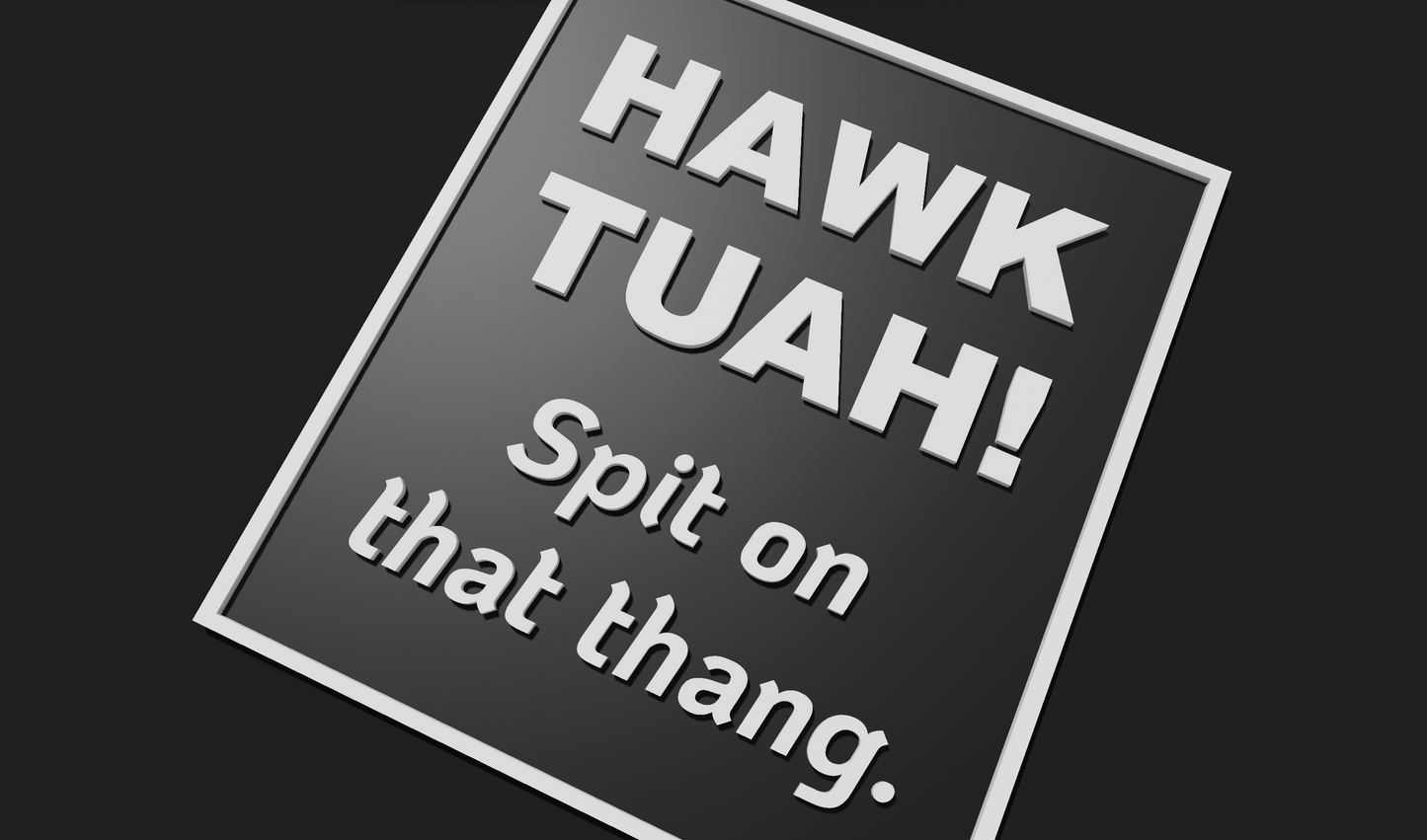 HAWK TUAH! Spit on that thang. Meme Plaque